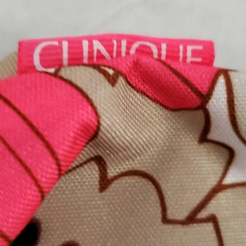 Clinique Funky Colorful Hot Pink Floral Cosmetic Bag